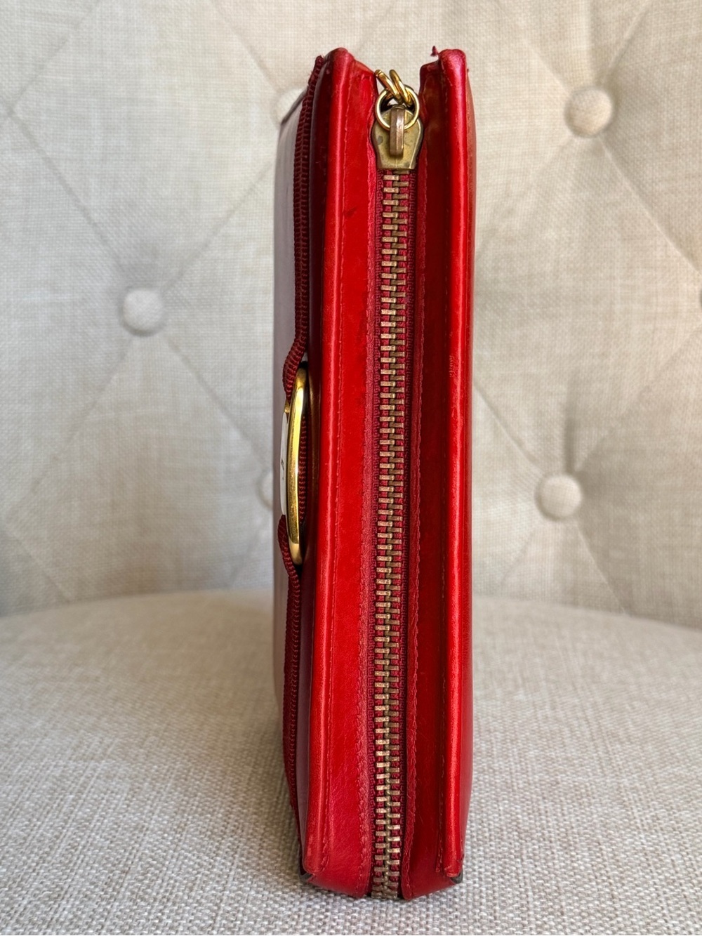 Vintage Salvatore Ferragamo Vara Bow Mini Vanity Case Red Leather Gold Hardware - Picture 8 of 10
